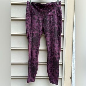 All in Motion Purple Cheetah Leopard Yoga Pants Pockets Active Comfort Large